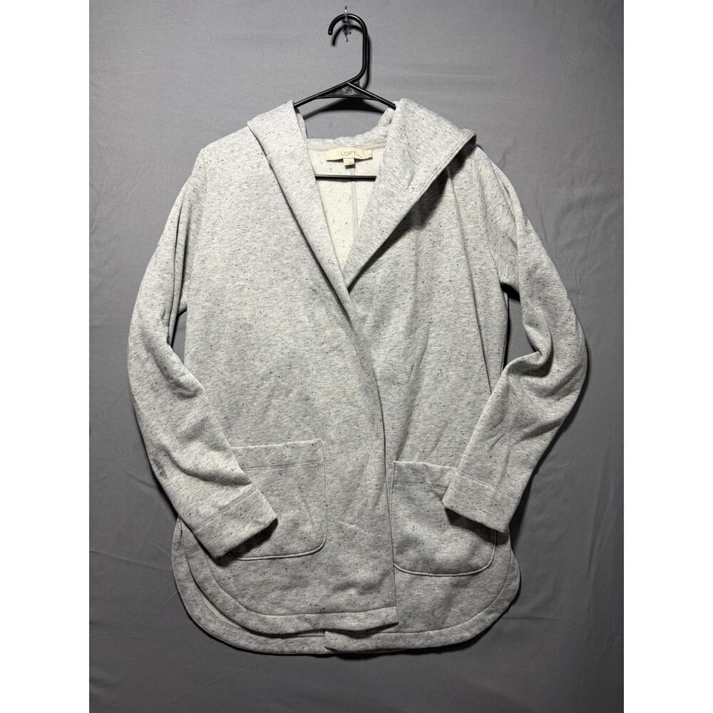 Loft Open Front Hoodie Cardigan Grey Size S